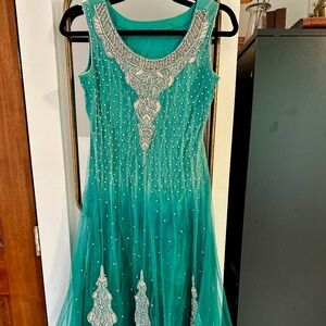Teal Green Blue Gem Anarkali